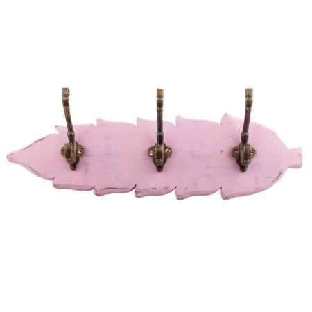 Pink Antique Small Wall Wooden Iron Hooks